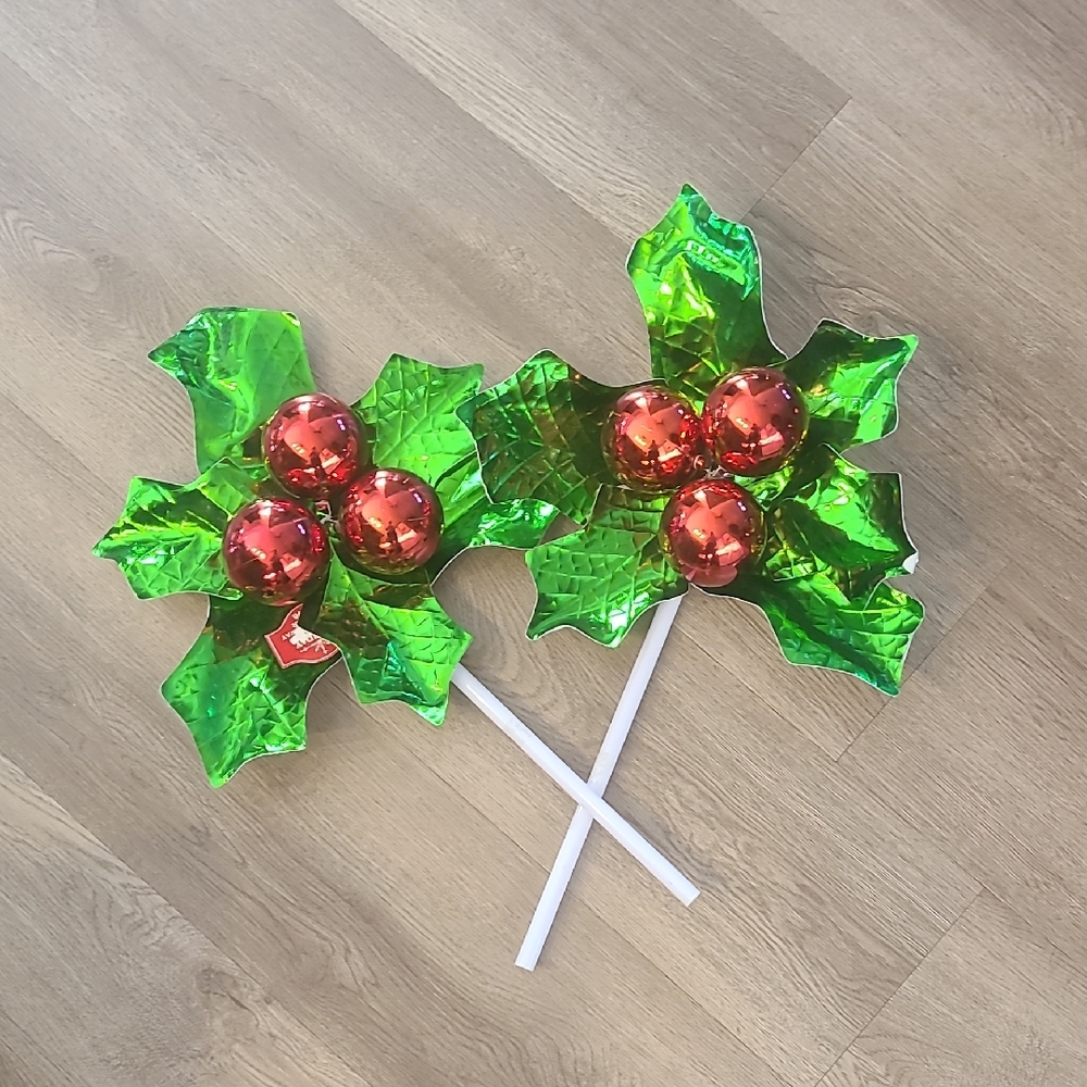 Free With Purchase Festive Green and Red Holly Decoration